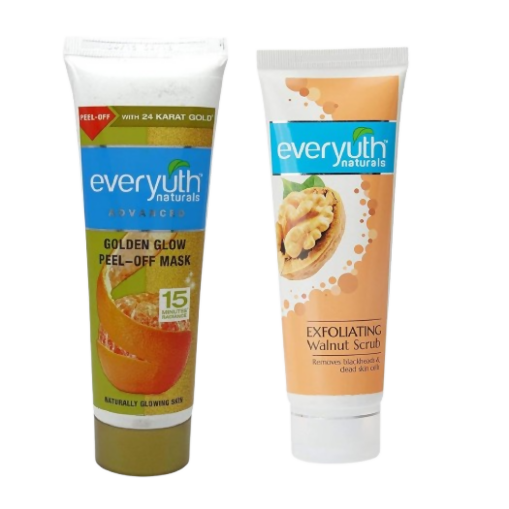 Everyuth Naturals Advanced Golden Glow Peel-off Mask and Exfoliating Walnut Scrub | Grocsy