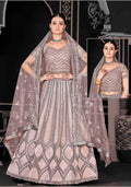 Light Brown Net Semi-Stitched Bridal Lehenga - Nimayaa Bonanza | Grocsy