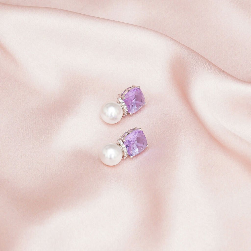 Purple Pearl Studs- Ruby Raang | Grocsy