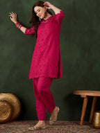Sangria Embroidered Pure Cotton Kurta & Trouser | Grocsy