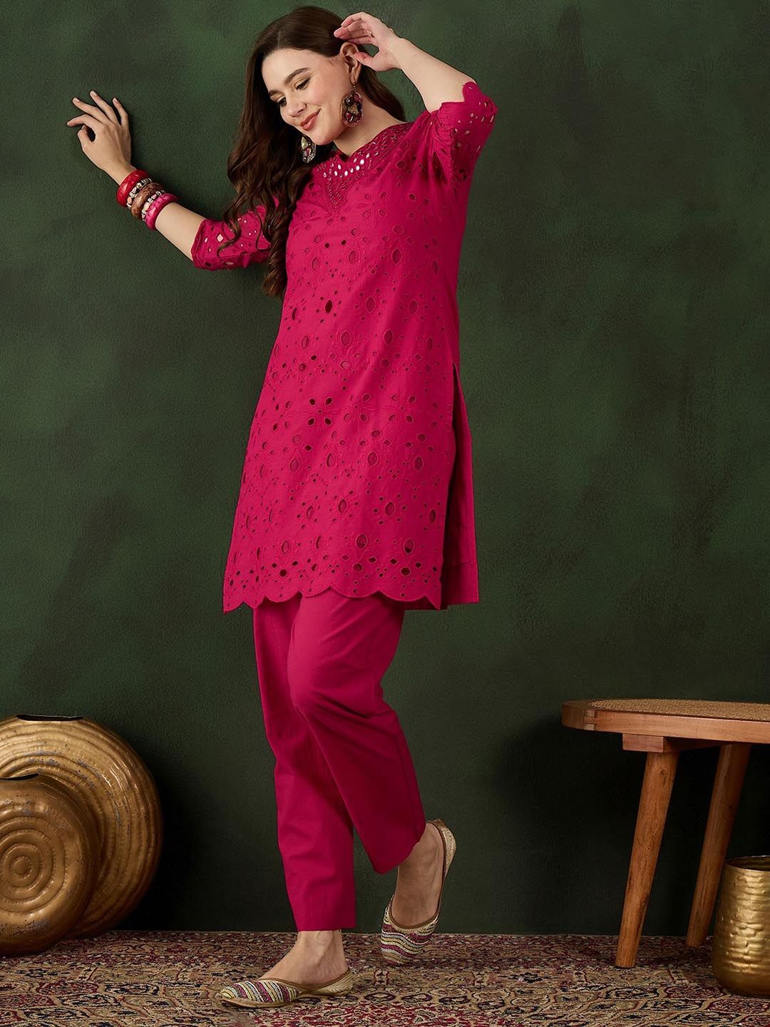 Sangria Embroidered Pure Cotton Kurta & Trouser | Grocsy