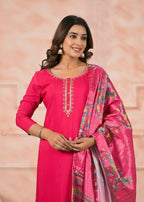Ethnic Festive Wear Viscose Pink Stitched Suit With Dupatta - Anbazaar | Grocsy