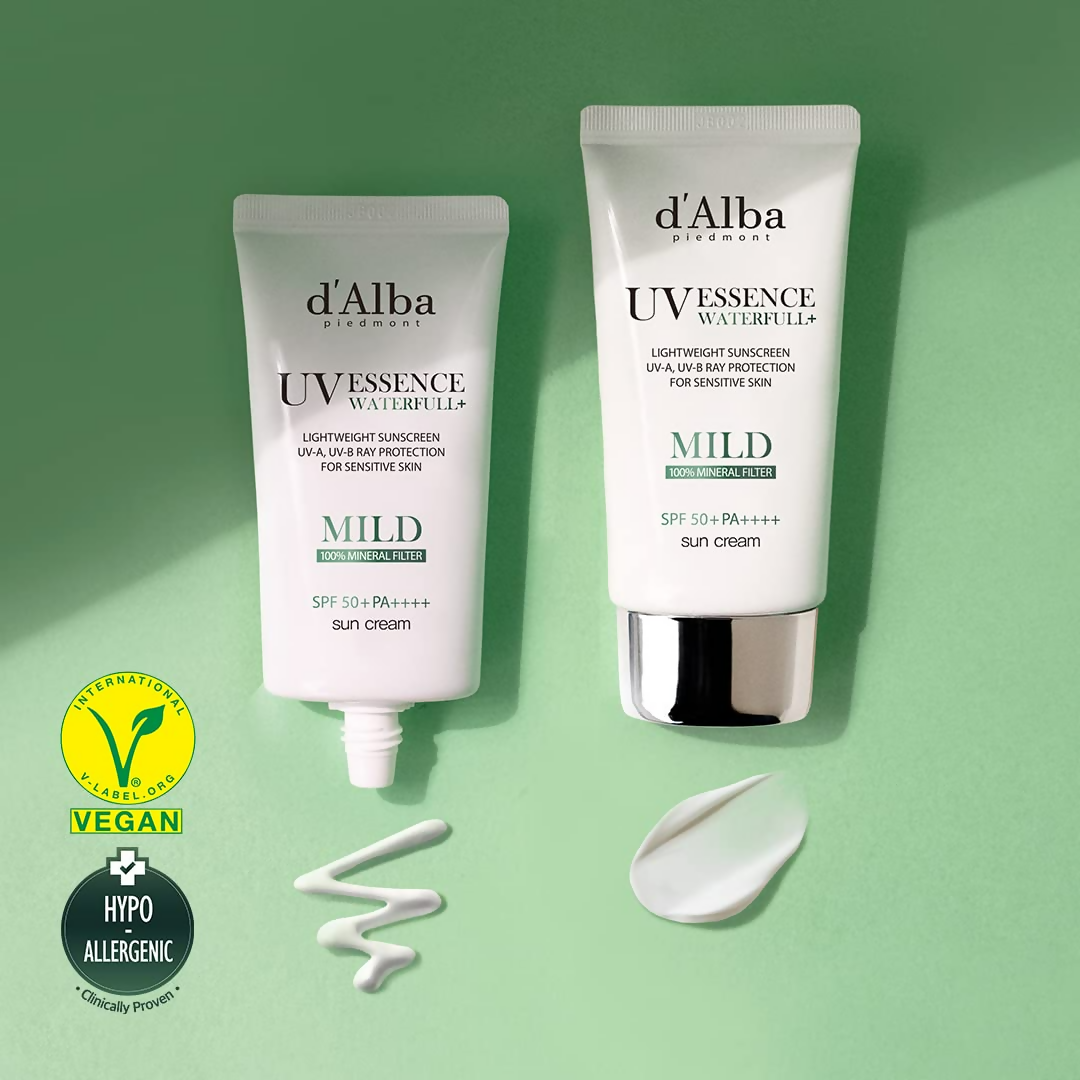 d'Alba Piedmont Italian White Truffle Waterfull Mild Sunscreen Vegan Skincare Mineral Sunscreen With Spf 50+ Pa++++ | Grocsy