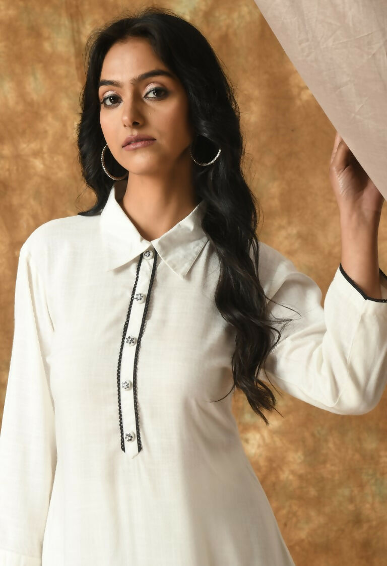 Joban Fashion White Cotton Rayon Kurta Set | Grocsy