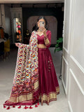 DEIANA'S Beautiful Pure Gaji Silk Weaving Lehengha Choli - Maroon | Grocsy