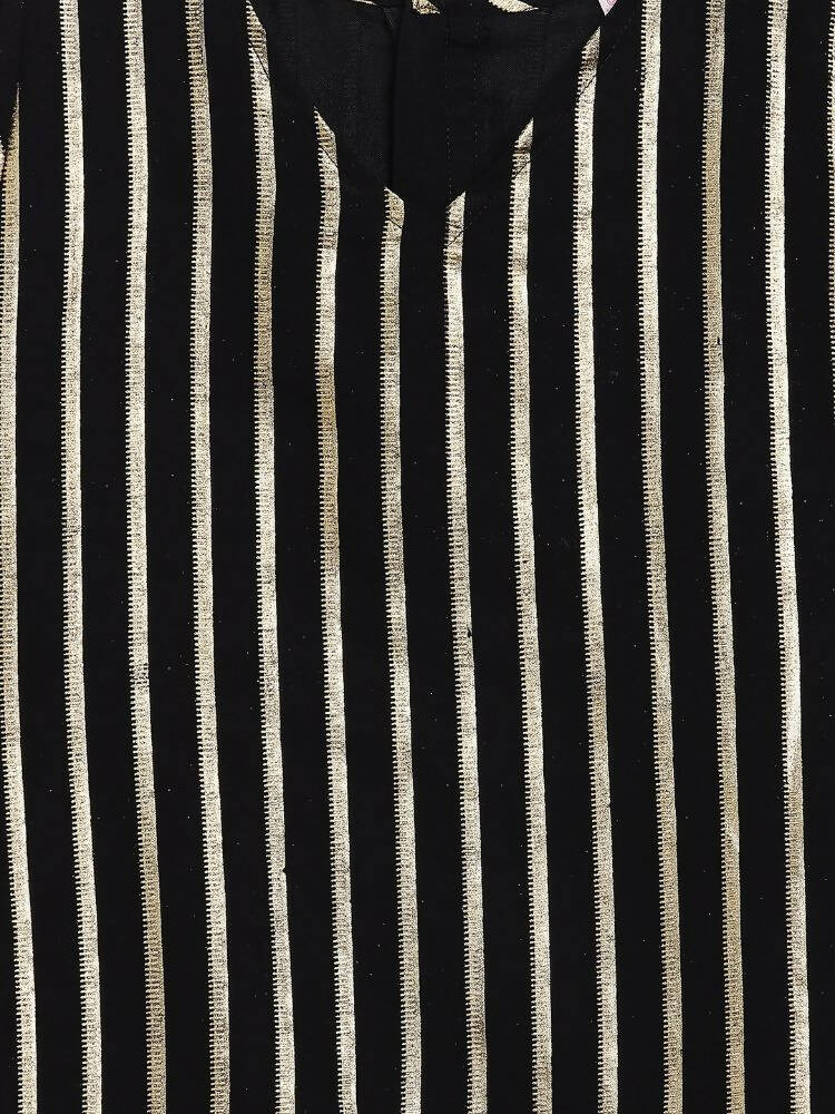 Ahalyaa Black Georgette Stripped Gold Printed Kids Kurta Pant Set For Girls | Grocsy