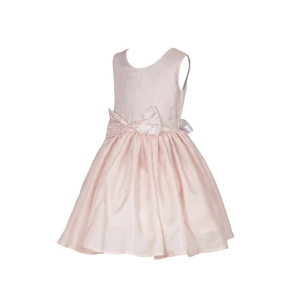 Asmaani Baby Girl's Peach Color Satin Knee Length Frock (AS-DRESS-22007) | Grocsy