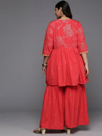Ahalyaa Women's Traditional Wear Co-ords - Red | Grocsy