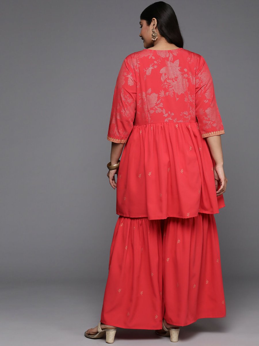 Ahalyaa Women's Traditional Wear Co-ords - Red | Grocsy