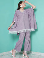 Women Republic Purple Cotton Kafttan With Palazzo | Grocsy