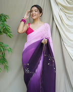 Vamsee Antara Violet Georgette Saree | Grocsy