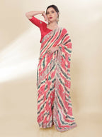 Off White Georgette Bandhani Printed,Embroidery Work Saree - Bandhan | Grocsy