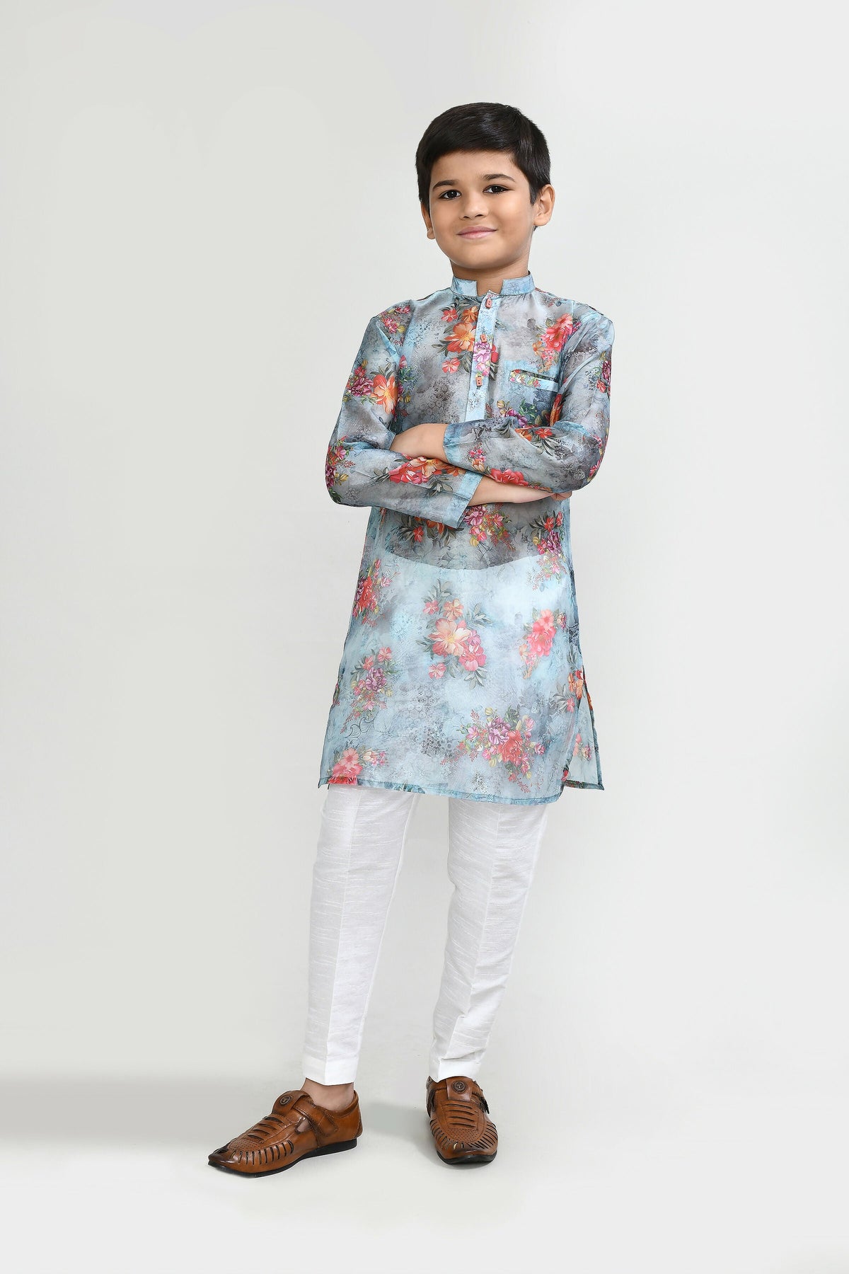 Joban Fashion Georgette Sea Green Kurta With Straight Fit Pant | Grocsy