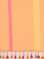 Suta Orange Pink Striped Mul Saree | Grocsy