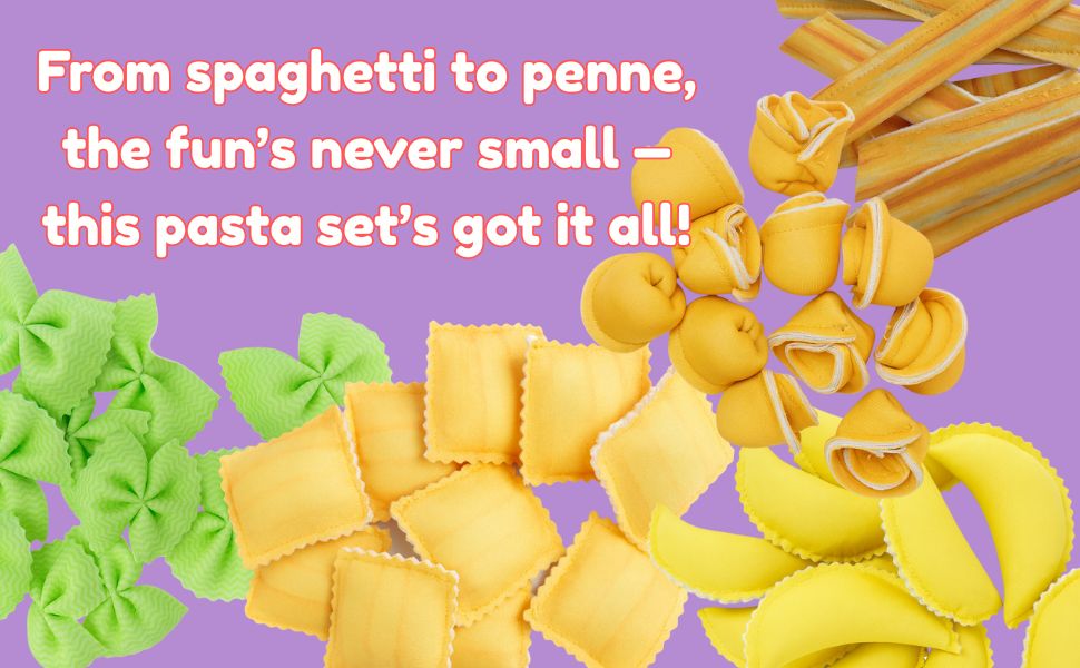 The Small Wonderland Pretend Play Fabric Pasta Set-60 Pieces-Realistic looking kids play food toys | Grocsy