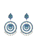 Mominos Fashion Johar Kamal Women's Blue Kundan Circles Earrings