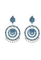Mominos Fashion Johar Kamal Women's Blue Kundan Circles Earrings