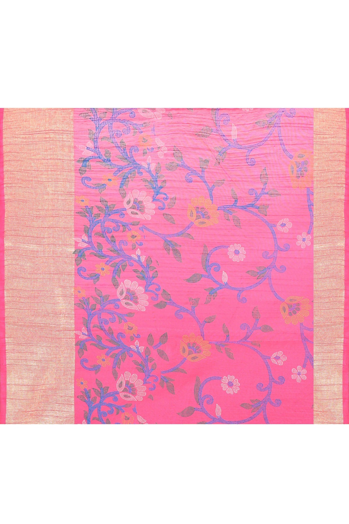 Piyari Fashion Women's Pink Embellished Cotton Blend Printed Saree | Grocsy