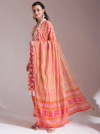 Yufta Pure Cotton Pink Kurta Dupatta Set With Lace Detailing | Grocsy