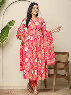 Yufta Pure Cotton Pink Maternity Kurta Set | Grocsy