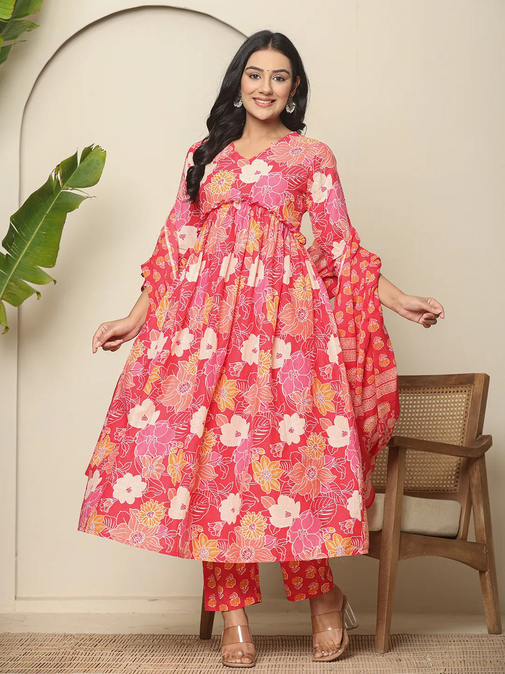 Yufta Pure Cotton Pink Maternity Kurta Set | Grocsy