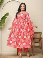 Yufta Pure Cotton Pink Maternity Kurta Set | Grocsy