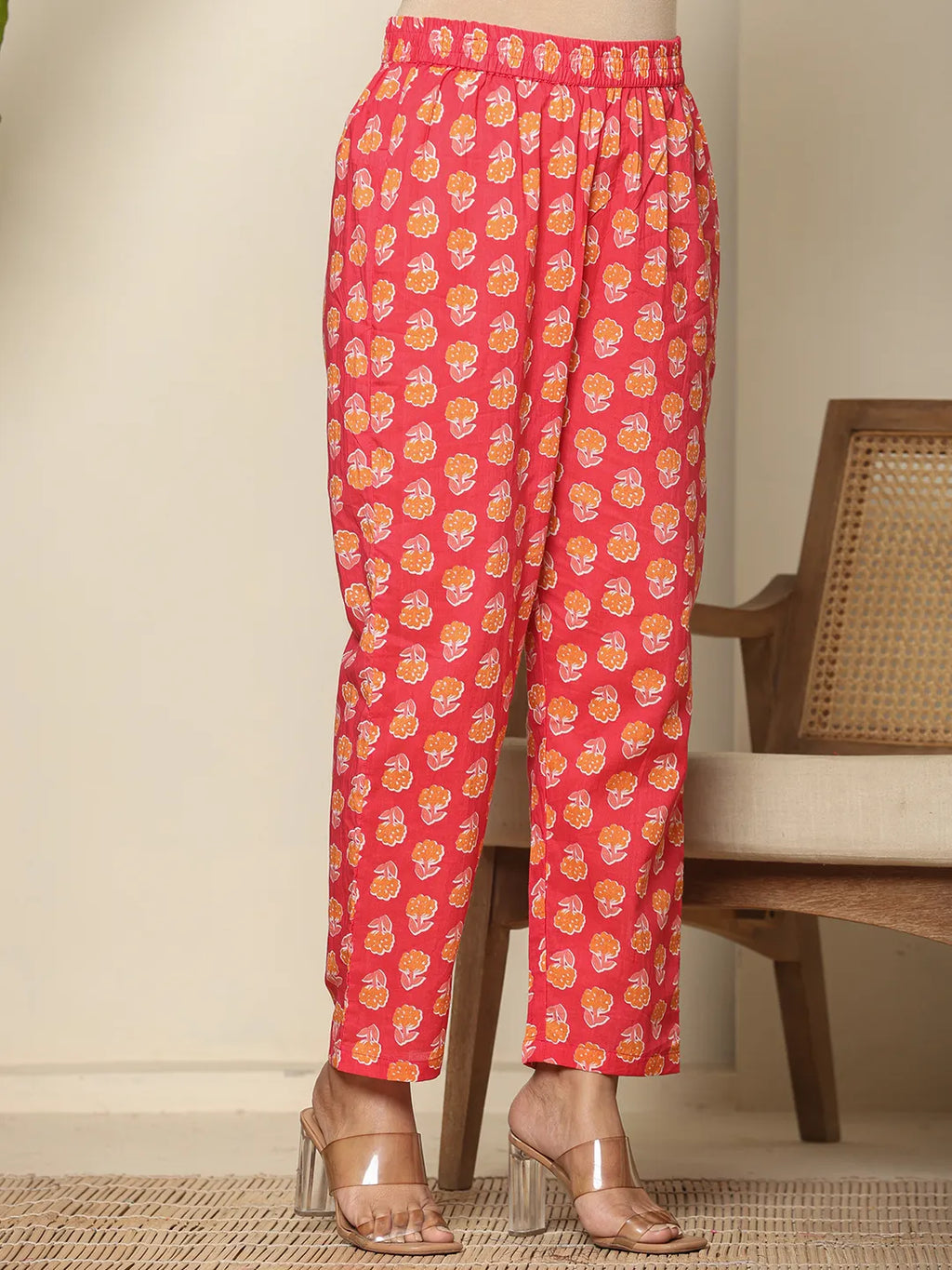 Yufta Pure Cotton Pink Maternity Kurta Set | Grocsy