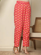 Yufta Pure Cotton Pink Maternity Kurta Set | Grocsy