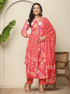 Yufta Pure Cotton Pink Maternity Kurta Set | Grocsy