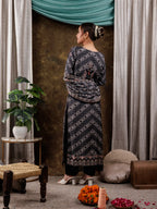 Yufta Pure Muslin Silk Black Ethnic Motifs Kurta Dupatta Set | Grocsy