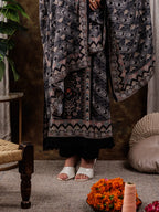 Yufta Pure Muslin Silk Black Ethnic Motifs Kurta Dupatta Set | Grocsy