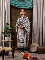 Yufta Pure Muslin Silk White Kurta Dupatta Set | Grocsy