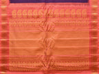 Purple and Peach Gadwal Silk Handloom Saree with Mango Pallu and Border Design - Global Threads | Grocsy