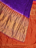 Purple Bandhani Kanchipuram Silk Handloom Saree with Pallu and Border Design - Global Threads | Grocsy
