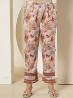 Yufta Purple Cotton Schiffli Co-Ord Set With Lace Detailing | Grocsy