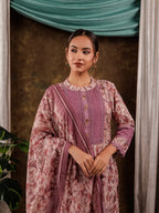 Yufta Purple Cotton Schiffli Kurta Dupatta Set With Lace Detailing | Grocsy