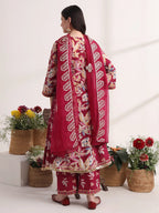 Yufta Purple Floral Print A-Line Kurta Trouser And Dupatta Set | Grocsy