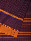 Purple Narayanpet Cotton Handloom Saree with Checks Design No Blouse - Global Threads | Grocsy