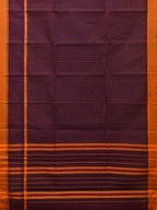 Purple Narayanpet Cotton Handloom Saree with Checks Design No Blouse - Global Threads | Grocsy