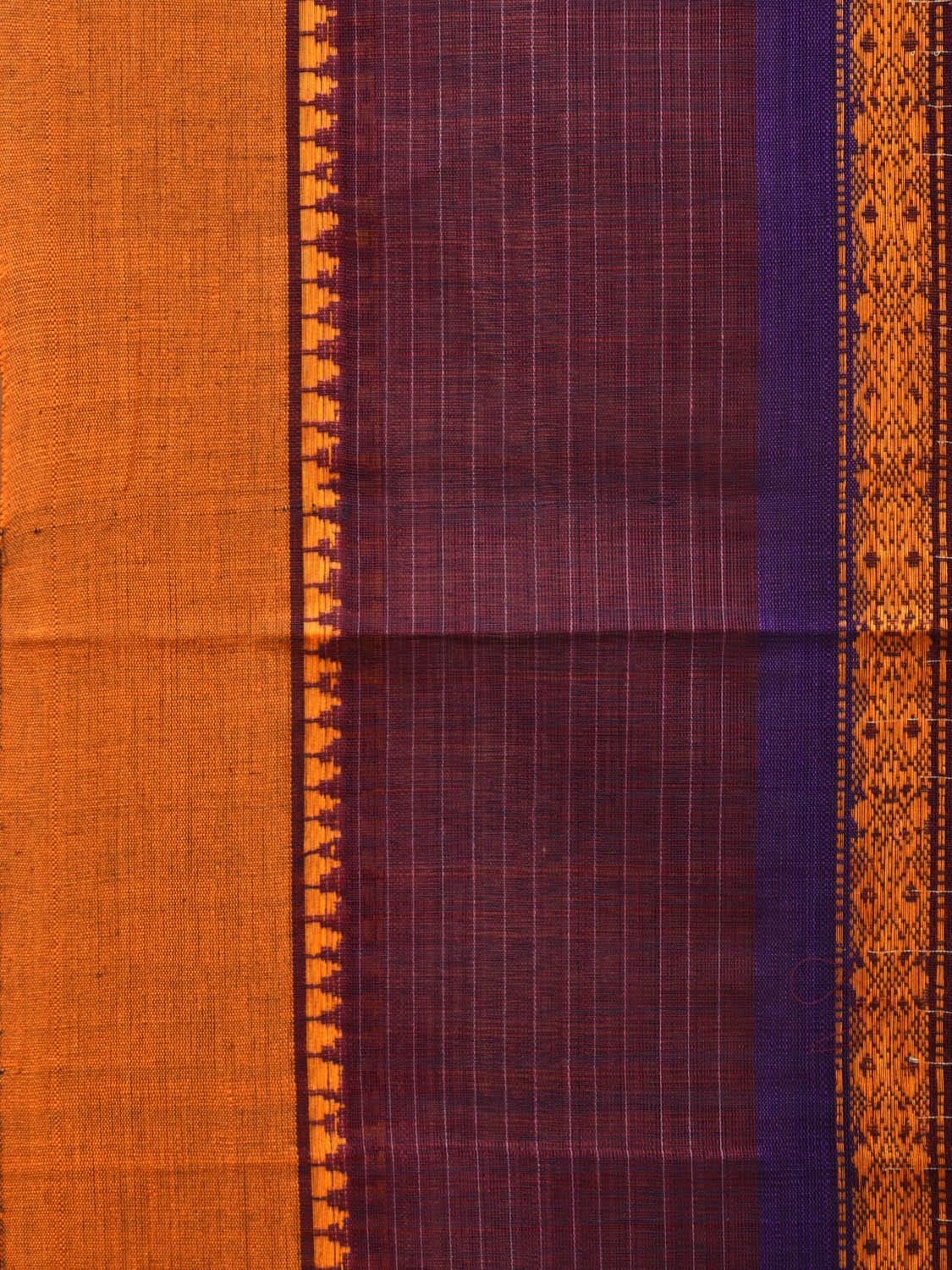 Purple Narayanpet Cotton Handloom Saree with Checks Design No Blouse - Global Threads | Grocsy