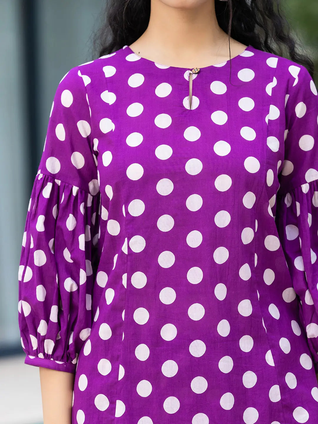 Yufta Purple Polka Dot Print Top And Trouser Co Ord Set | Grocsy