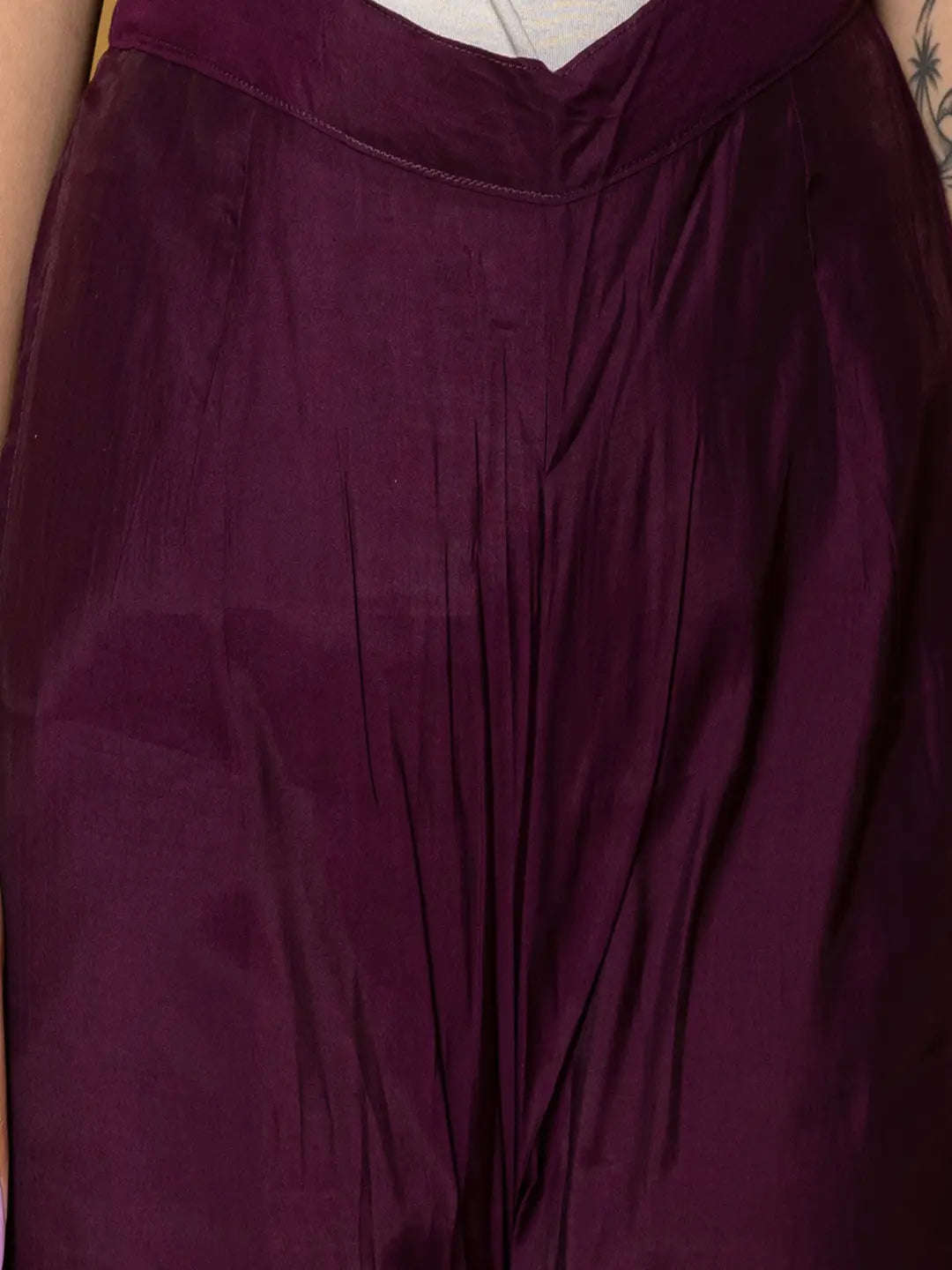 Yufta Purple Silk Embroidered Plus Size Kurta Dupatta Set | Grocsy
