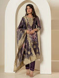 Yufta Purple Tissue Kurta Dupatta Pant Set | Grocsy