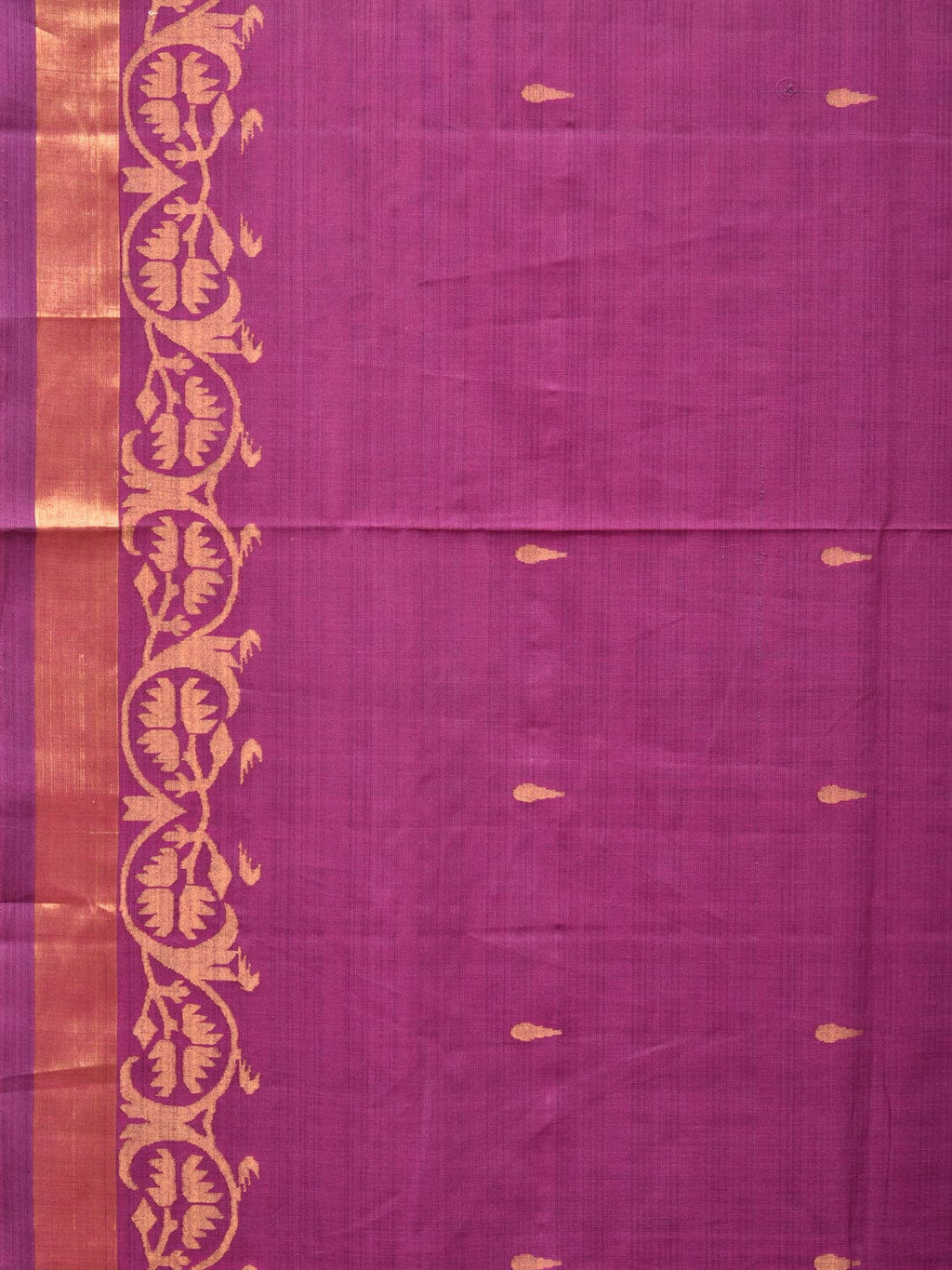 Purple Uppada Cotton Handloom Saree with Border Design - Global Threads | Grocsy