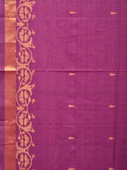 Purple Uppada Cotton Handloom Saree with Border Design - Global Threads | Grocsy