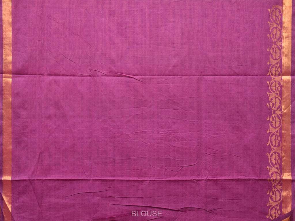 Purple Uppada Cotton Handloom Saree with Border Design - Global Threads | Grocsy