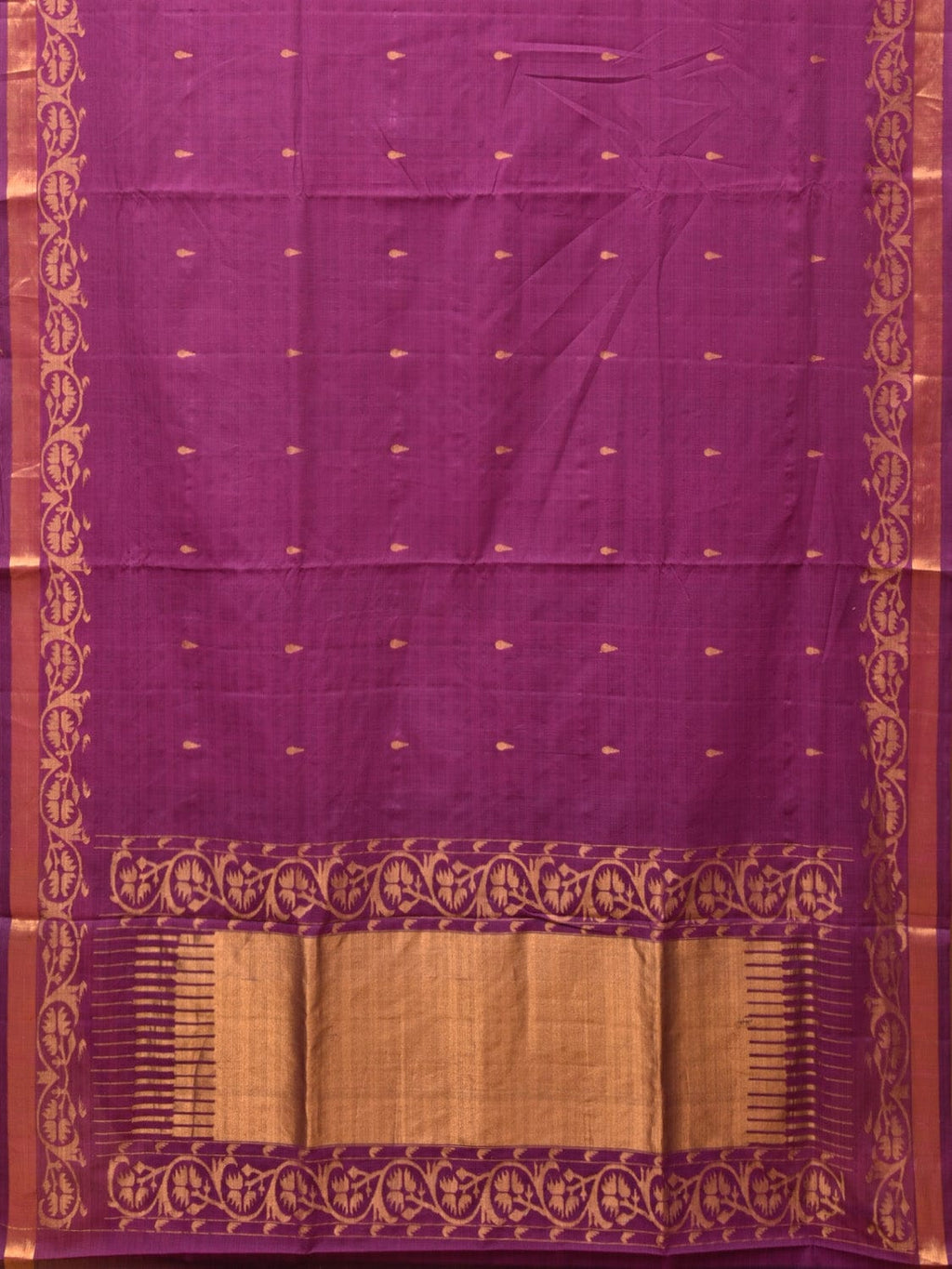 Purple Uppada Cotton Handloom Saree with Border Design - Global Threads | Grocsy
