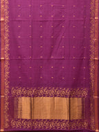 Purple Uppada Cotton Handloom Saree with Border Design - Global Threads | Grocsy