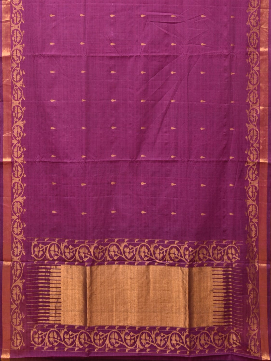 Purple Uppada Cotton Handloom Saree with Border Design - Global Threads | Grocsy