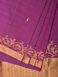 Purple Uppada Cotton Handloom Saree with Border Design - Global Threads | Grocsy